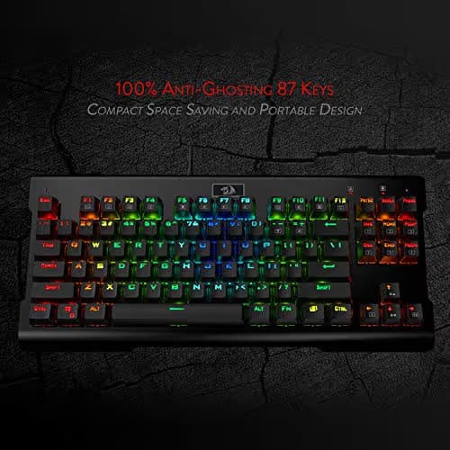 Redragon K561 VISNU Mechanical Gaming Keyboard, Anti-ghosting 87 Keys, RGB Backlit, Wired Compact Keyboard with Clicky Blue Switches for Laptop, Windows, PC Games image