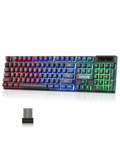 CHONCHOW Led Mechanical Gaming Keyboard Wired Backlit Keyboard Blue Switch Detachable Wrist Rest USB Gaming Keyboard Compatible with PC Mac Windows PS4（Black） image