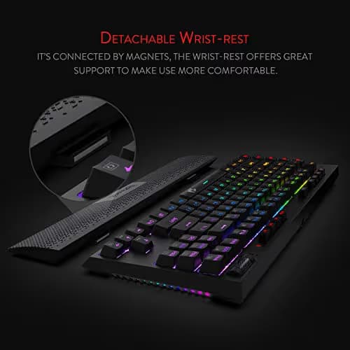 Redragon K596 Vishnu 2.4G Wireless/Wired RGB Mechanical Gaming Keyboard, 87 Keys TKL Compact Keyboard with 2400 mAh Battery, 10 Onboard Macro Keys & Wrist Rest, 10H Play Time, Red Switches image