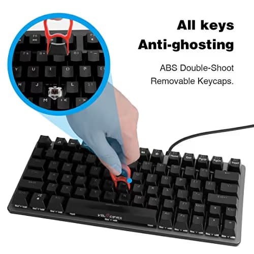 Velocifire Tenkeyless Mechanical Keyboard Mini, 78-Key Compact Ergonomic, Outemu Brown Switches Backlit and Double-Shot ABS Keycaps for Copywriter, Typist and Programmer image
