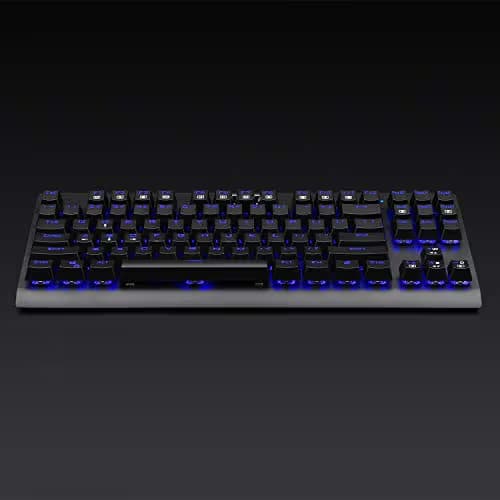 EagleTec KG040 Mechanical Gaming Keyboard Illuminated Blue Switches Cherry MX Equivalent Compact Keyboard Tenkeyless with 87 Keys for Windows PC Gamers (Blue LED Backlit) image