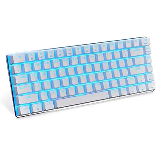 LexonElec 82 Key Mechanical Keyboard Metal Mechanical Wired Usb Blue Switch Computer Gaming Keyboard With Blue LED Backlit For Computer Gamers (Blue Switch, White) main image
