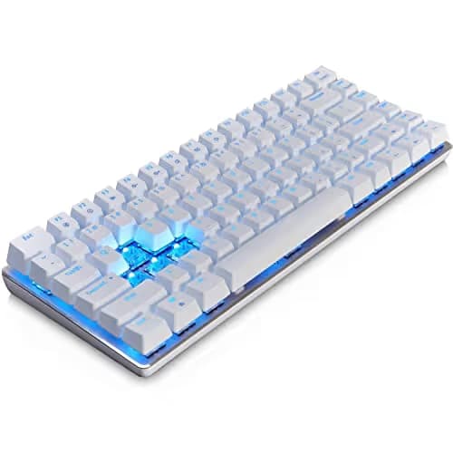 LexonElec 82 Key Mechanical Keyboard Metal Mechanical Wired Usb Blue Switch Computer Gaming Keyboard With Blue LED Backlit For Computer Gamers (Blue Switch, White) image