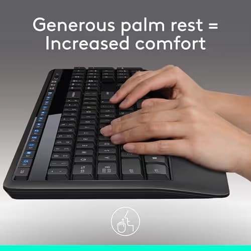 Logitech MK345 Wireless Combo - Full-sized Keyboard with Palm Rest and Comfortable Right-Handed Mouse image