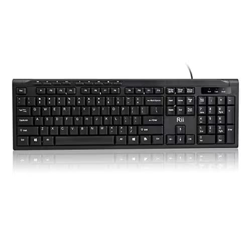 Rii RK907 Ultra-Slim Compact USB Wired Keyboard for Mac and PC,Windows 10/8 / 7 / Vista/XP (Black) image