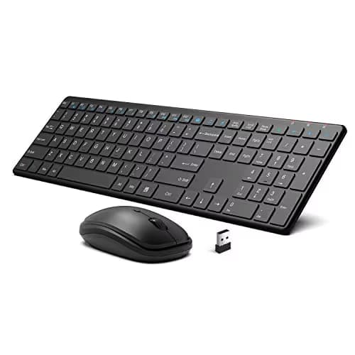 Wireless Keyboard and Mouse Combo, WisFox 2.4G Full-Size Slim Thin Wireless Keyboard Mouse for Windows, Computer, Desktop, PC, Laptop Mac main image