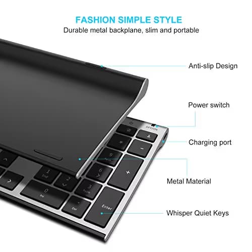 Wireless Keyboard and Mouse, Vssoplor 2.4GHz Rechargeable Compact Quiet Full-Size Keyboard and Mouse Combo with Nano USB Receiver for Windows, Laptop, PC, Notebook-Dark Gray image