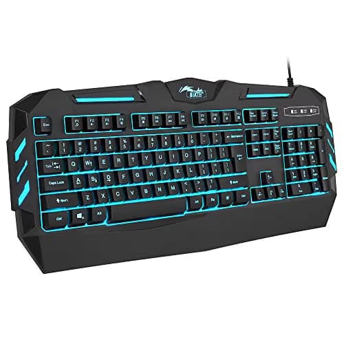BAKTH 7 Colors LED Backlit Gaming Keyboard, Mechanical Feeling and Waterproof, Illuminated USB Wired Keyboard for Pro PC Gamer or Office main image