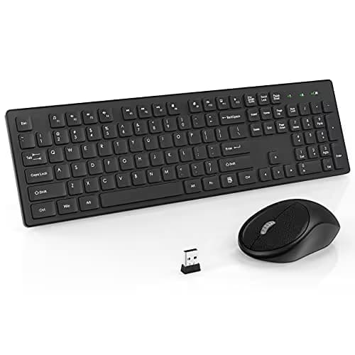 RATEL Wireless Keyboard Mouse Combo, 2.4GHz Slim Full-Sized Silent Wireless Keyboard and Mouse Combo with USB Nano Receiver for Laptop, PC (Black) main image