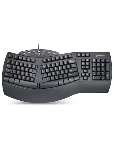 Perixx Periboard-512 Ergonomic Split Keyboard - Natural Ergonomic Design - Black - Bulky Size 19.09"x9.29"x1.73" image