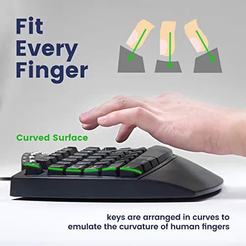 Perixx Periboard-512 Ergonomic Split Keyboard - Natural Ergonomic Design - Black - Bulky Size 19.09"x9.29"x1.73" image