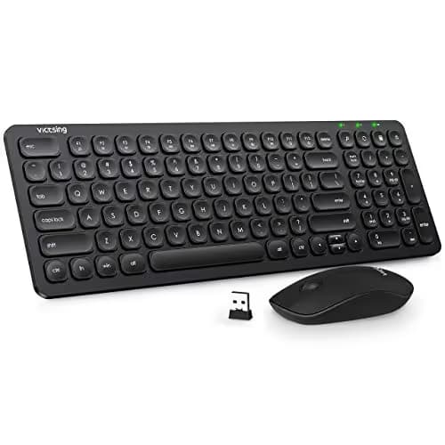 VicTsing [Whisper Quiet & Scissor-Switch] Wireless Keyboard and Mouse Combo, 2.4G Ultra Slim Keyboard and Silent Mouse Set with Number Pad, Nano USB Receiver, for PC Computer Laptop Mac Windows,Black main image