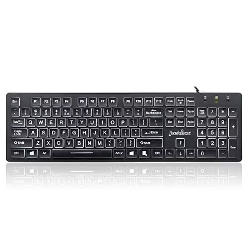 Perixx Periboard-317 Wired Backlit USB Keyboard, Big Print Letter with White Illuminated LED main image