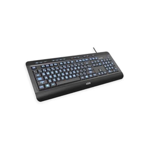 AZIO Large Print Tri-Color Illuminated Wired Ergonomic Keyboard main image