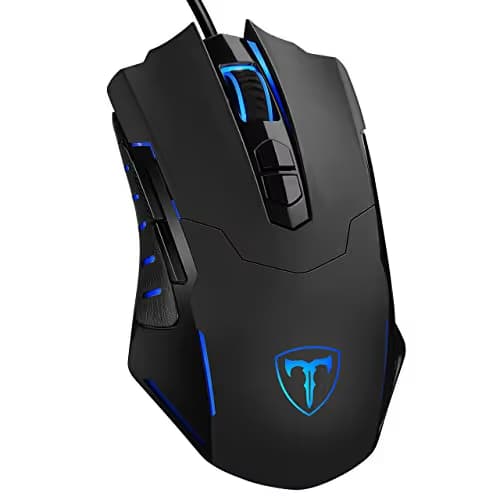 PICTEK Gaming Mouse Wired [7200 DPI] [Programmable] [Breathing Light] Ergonomic Game USB Computer Mice RGB Gamer Desktop Laptop PC Gaming Mouse, 7 Buttons for Windows 7/8/10/XP Vista Linux, Black image