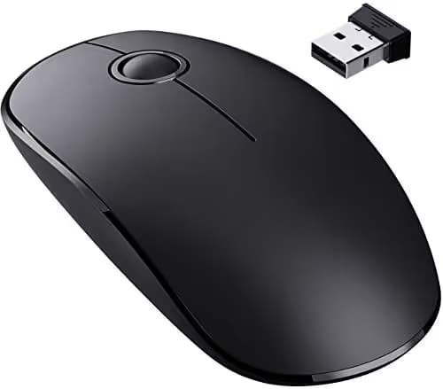 VicTsing [Upgraded] Slim Wireless Mouse, 2.4G Silent Laptop Mouse with Nano Receiver, Ergonomic Wireless Mouse for Laptop, Portable Mobile Optical Mice for Laptop, PC, Computer, Notebook, Mac - Black main image