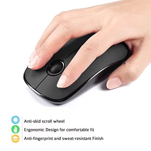 VicTsing [Upgraded] Slim Wireless Mouse, 2.4G Silent Laptop Mouse with Nano Receiver, Ergonomic Wireless Mouse for Laptop, Portable Mobile Optical Mice for Laptop, PC, Computer, Notebook, Mac - Black image