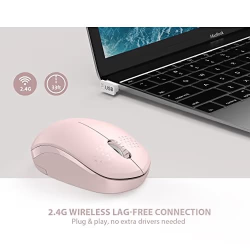 seenda [Upgrade] Wireless Mouse, 2.4G Noiseless Mouse with USB Receiver Portable Computer Mice for PC, Tablet, Laptop and Windows/Mac/Linux - Pink image