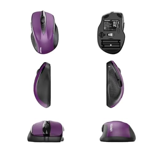 TeckNet Pro 2.4G Ergonomic Wireless Optical Mouse with USB Nano Receiver for Laptop,PC,Computer,Chromebook,Notebook,6 Buttons,24 Months Battery Life, 2600 DPI, 5 Adjustment Levels image