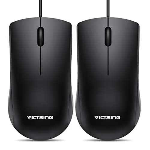 VicTsing Computer Mouse 2 Pack, 2019 Upgraded USB Mouse Optical Wired Mouse with 25% Higher Effeciency for Office Work, Compatible with Computer Laptop, PC, Desktop, Windows 7/8/10/XP, Vista and Mac image