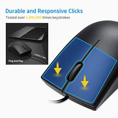 VicTsing Computer Mouse 2 Pack, 2019 Upgraded USB Mouse Optical Wired Mouse with 25% Higher Effeciency for Office Work, Compatible with Computer Laptop, PC, Desktop, Windows 7/8/10/XP, Vista and Mac image