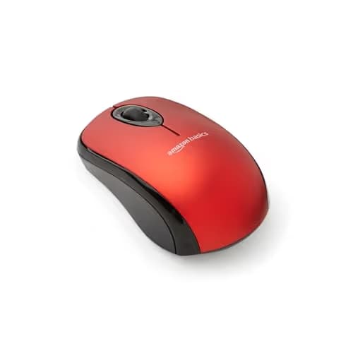 AmazonBasics Wireless Computer Mouse with Nano Receiver - Red main image
