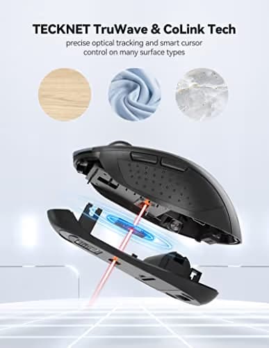 Wireless Mouse TeckNet 2.4G Optical Mouse with USB Nano Receiver for Notebook, PC, Laptop, Computer, 18 Month Battery Life, 3 Adjustable DPI Levels: 2000/1500/1000 DPI (Grey) image