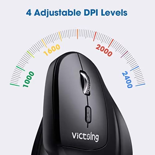 VicTsing Ergonomic Mouse, 2019 Upgraded Vertical Wireless Mouse 2.4G Optical Mouse-Reduce Wrist Pain , 6 Buttons 4 Adjustable DPI 1000/1600/2000/2400 Levels, Better Performance for PC, Desktop, Laptop image