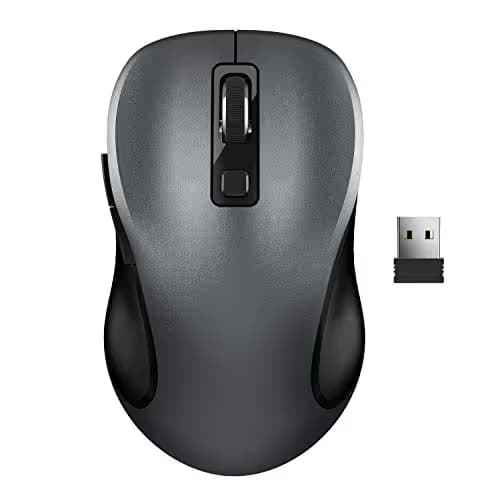 Wireless Mouse, RATEL 2.4G Wireless Ergonomic Mouse Computer Mouse Laptop Mouse USB Mouse 6 Buttons with Nano Receiver 3 Adjustable DPI Levels Cordless Wireless Mice for Windows, Mac（Black） image