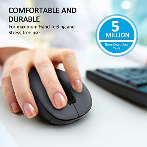 Wireless Mouse, RATEL 2.4G Wireless Ergonomic Mouse Computer Mouse Laptop Mouse USB Mouse 6 Buttons with Nano Receiver 3 Adjustable DPI Levels Cordless Wireless Mice for Windows, Mac（Black） image
