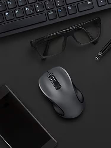 Wireless Mouse, RATEL 2.4G Wireless Ergonomic Mouse Computer Mouse Laptop Mouse USB Mouse 6 Buttons with Nano Receiver 3 Adjustable DPI Levels Cordless Wireless Mice for Windows, Mac（Black） image