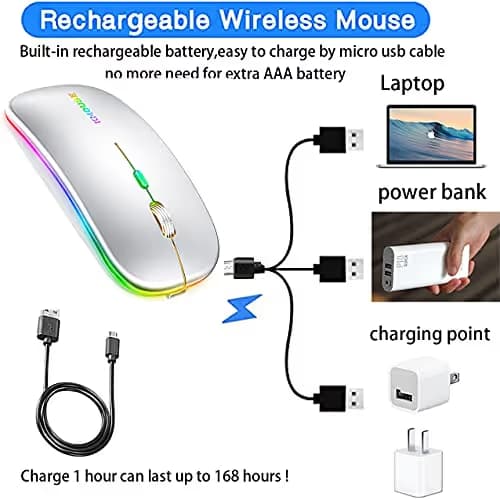 Wireless Mouse for Mac Pro Air Wireless Mouse for MacBook Air MacBook Pro Chromebook Laptop Desktop Computer iMac (Silver) image