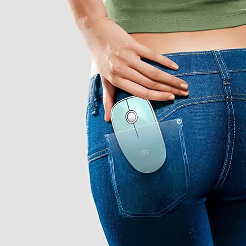 FD Wireless Mouse(Battery Included), V8 2.4G Slim Silent Travel Cordless Mouse Optical Mice with Nano Receiver for Laptop Computer PC MacBook Chromebook and Notebook (Mint Green) image
