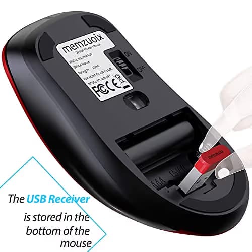 Memzuoix 2.4G Wireless Mouse, Portable Mobile Optical Mouse with USB Receiver, 1,000 DPI Ergonomic Cordless Mouse, 5 Buttons for Notebook, PC, Laptop, Computer and MacBook image
