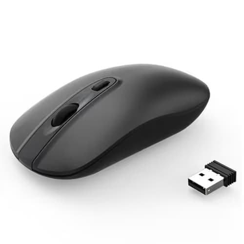 Wireless Computer Mouse, Cimetech Slim Cordless Mouse for Laptop Ergonomic Optical with Nano Receiver USB Mouse for Laptop, Deskbtop, MacBook (BAT Black) main image