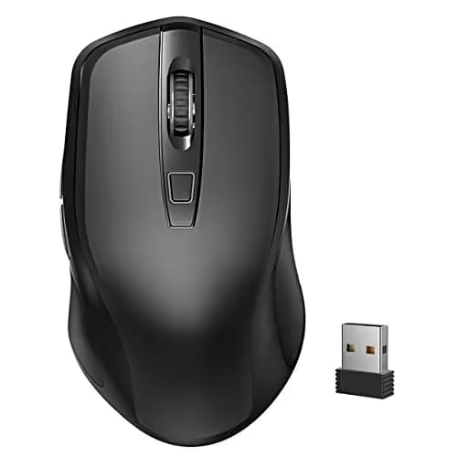 Yantop Wireless Mouse for Laptop, Full Size 2.4G Cordless Mouse with USB Nano Receiver, Power ON-Off Switch, 3 Adjustable DPI, Large 6-Button Mouse for Computer, Desktop, MacBook, Notebook,Black main image