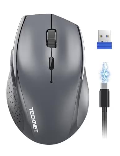 TeckNet Classic 2.4G Portable Optical Wireless Mouse with USB Nano Receiver for Notebook,PC,Laptop,Computer,6 Buttons,30 Months Battery Life,4800 DPI,6 Adjustment Levels main image