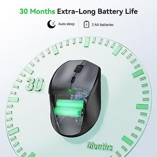 TeckNet Classic 2.4G Portable Optical Wireless Mouse with USB Nano Receiver for Notebook,PC,Laptop,Computer,6 Buttons,30 Months Battery Life,4800 DPI,6 Adjustment Levels image