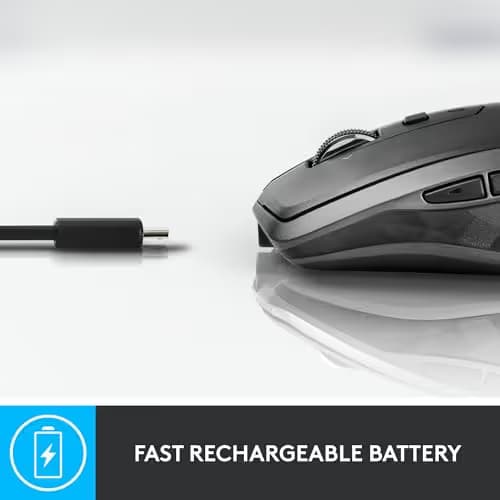 Logitech MX Anywhere 2S Wireless Mouse - Use On Any Surface, Hyper-Fast Scrolling, Rechargeable, Control up to 3 Apple Mac and Windows Computers and laptops (Bluetooth or USB), Graphite image