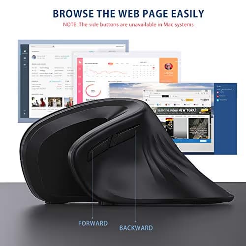 Bluetooth Ergonomic Mouse, Jelly Comb Advanced Vertical Wireless Bluetooth Mouse 2.4GHz Optical Vertical Mice, Easy Switch Between 2 Devices with Bluetooth and USB Connection MV045-Black image