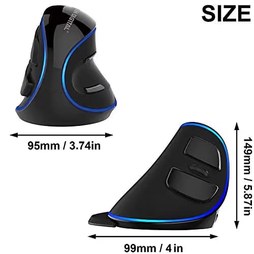 J-Tech Digital Wired Ergonomic Vertical USB Mouse with Adjustable Sensitivity (600/1000/1600 DPI), Scroll Endurance, Removable Palm Rest & Thumb Buttons [V628] image