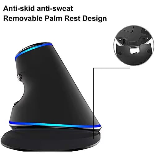 J-Tech Digital Wired Ergonomic Vertical USB Mouse with Adjustable Sensitivity (600/1000/1600 DPI), Scroll Endurance, Removable Palm Rest & Thumb Buttons [V628] image