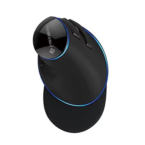 J-Tech Digital Wired Ergonomic Vertical USB Mouse with Adjustable Sensitivity (600/1000/1600 DPI), Scroll Endurance, Removable Palm Rest & Thumb Buttons [V628] image