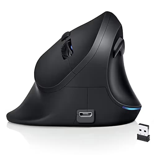 AUTLEY Wireless Ergonomic Mouse, 2.4G Optical Wireless Vertical Mouse with Adjustable DPI 800/1200/1600, Pinky Finger Rest for Large Hands image