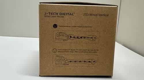 J-Tech Digital Scroll Endurance Wired Mouse Ergonomic Vertical USB Mouse with Adjustable Sensitivity (600/1000/1600 DPI), Removable Palm Rest & Thumb Buttons - Reduces Hand/Wrist Pain (Wired) image