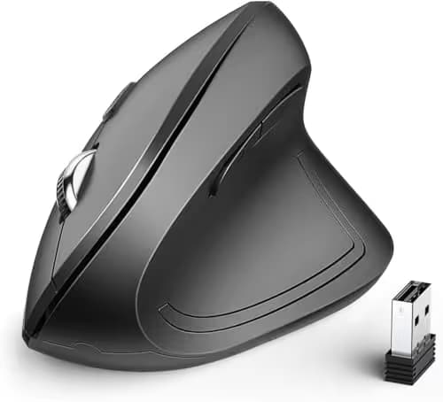 iClever Vertical Mouse - Ergonomic Mouse Wireless 6 Buttons with Adjustable DPI 1000/1600/2000/2400 Comfortable 2.4G Optical Ergo Mouse for Laptop, Computer, Desktop, Windows, Mac OS image