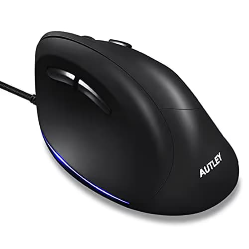 Wired Ergonomic Mouse, AUTLEY Vertical Mouse USB Wired Mouse for Laptop Desktop Computer Mac, 1000/1600/2400/3200 DPI, Better for Large Hands, Black main image