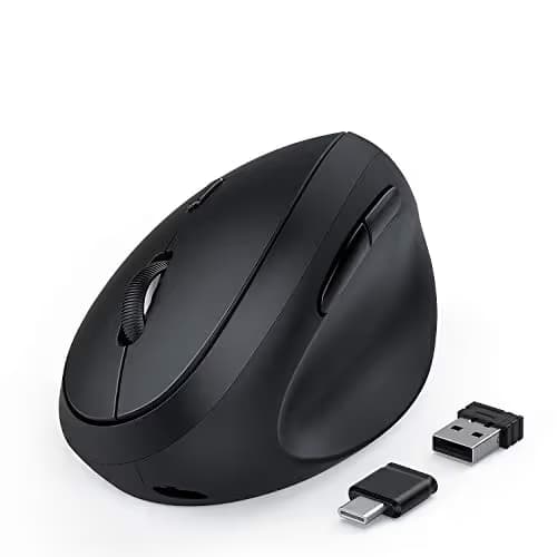 Vertical Wireless Mouse, Jelly Comb Ergonomic Mouse Reduces Wrist Strain, Easy Switch Between 3 Computers with Bluetooth, USB or Type C Connection, Rechargeable - MV09D main image
