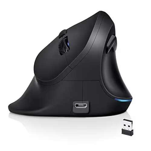 AUTLEY Wireless Vertical Mouse, 2.4G Optical Wireless Silent Ergonomic Mouse for Large Hands, for Laptop, Computer, Desktop, with Adjustable 800/1200/1600 DPI (Silent Click) main image