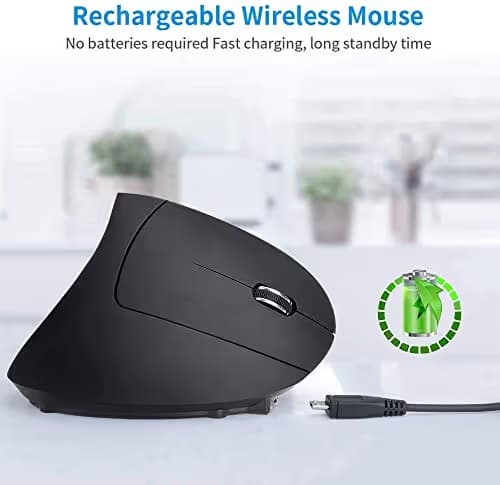 Ergonomic Wireless Mouse,Vertical Gaming Mouse -Ergonomic Design - Prevention of Mouse arm -Tennis Elbow (RSI Syndrome),3 Adjustable DPI 3200/1600/1200 Levels for Laptop, PC, MacBook, Notebook etc. image